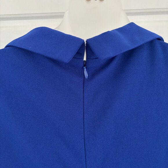 Royal Blue VNeck Collared Jumpsuit With Scallop Draped Front. Size M NEW - Picture 5 of 6